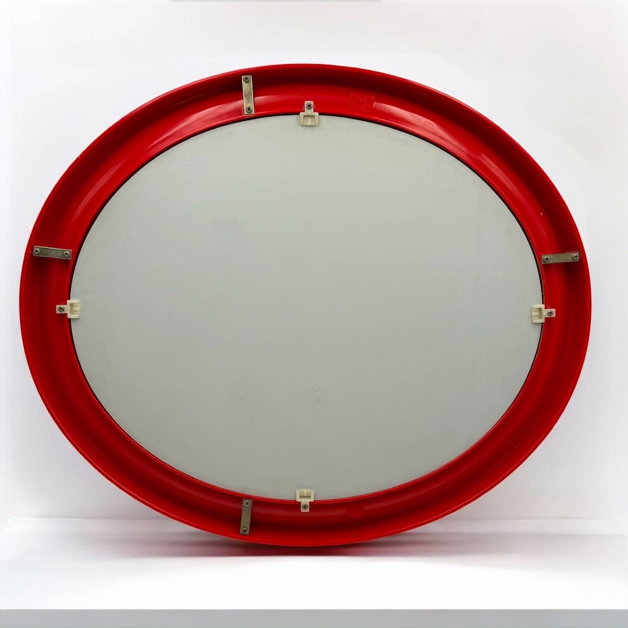 Red Bakelite Oval Mirror by Carrara & Matta, Italy 1970s
