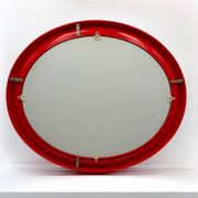 Red Bakelite Oval Mirror by Carrara & Matta, Italy 1970s