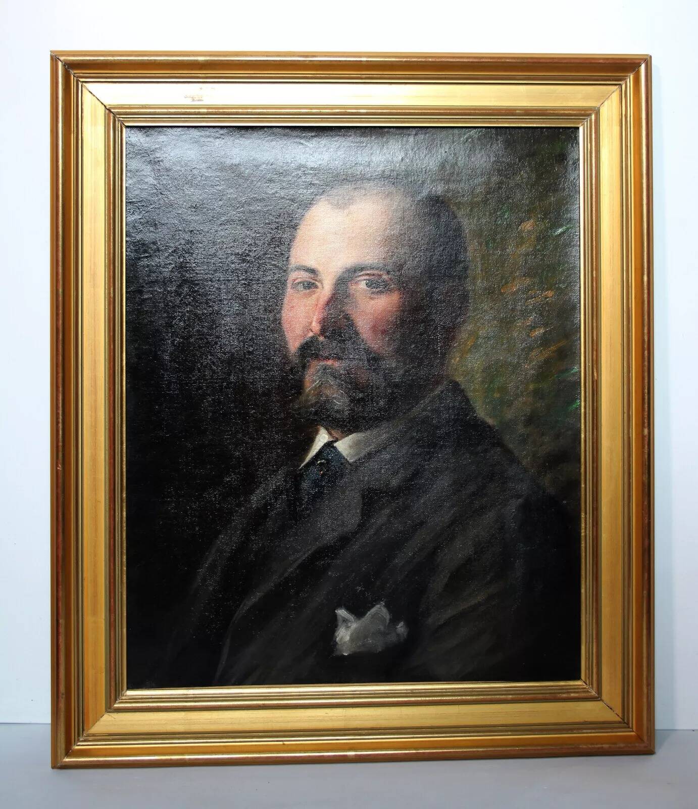 Vintage Portrait Painting of a Gentleman Man Oil on Canvas