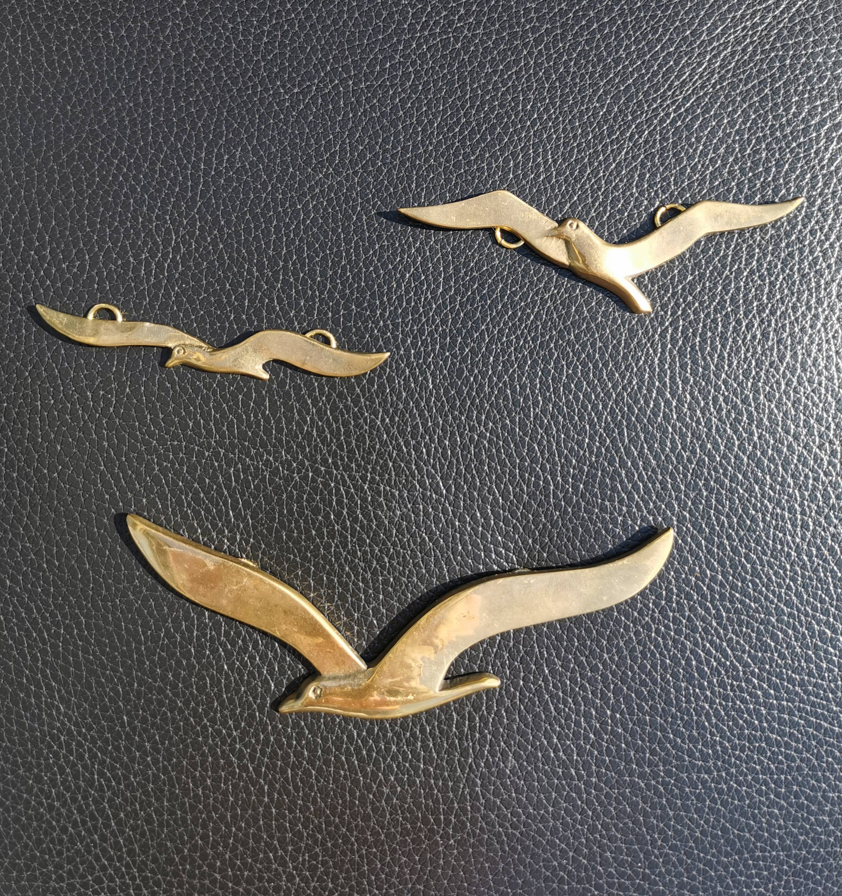 Set of 3 brass birds