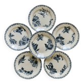 Flat plates with birds from the 19th century, ironstone signed Onnaing.