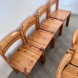 Table set and 8 chairs in solid Scandinavian pine ASKO vintage 80s
