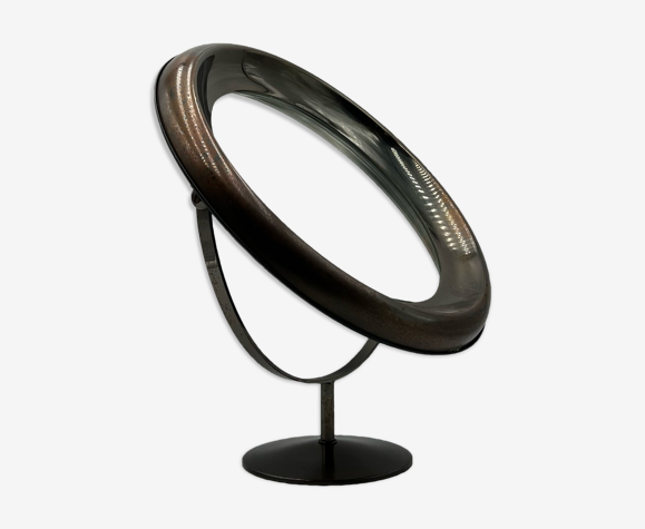 Miroir vintage de table en bronze fabriqué en Italie Missaglia 60s