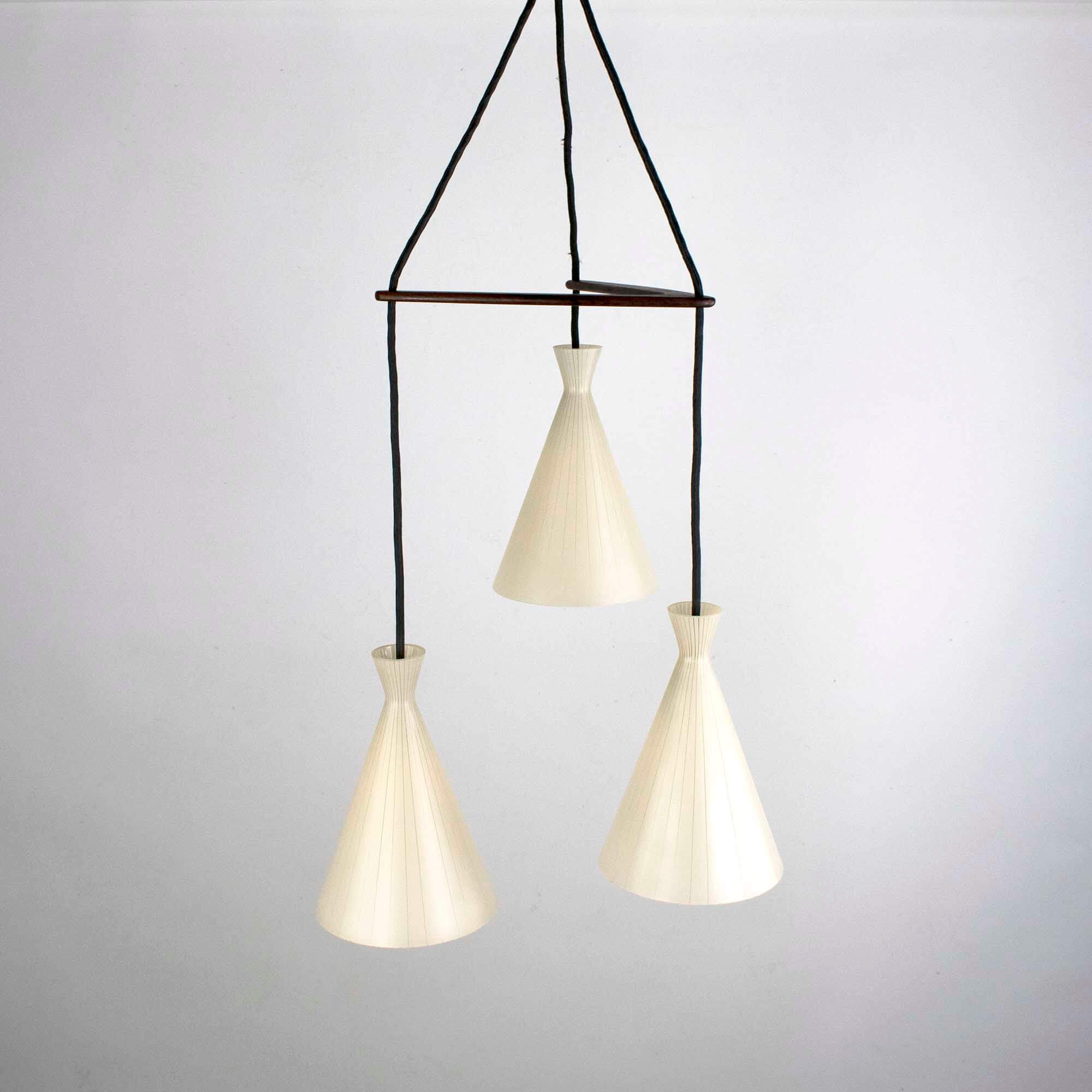 1960s Boomerang Teak Hanging Lamp by Philips Mid Century Vintage