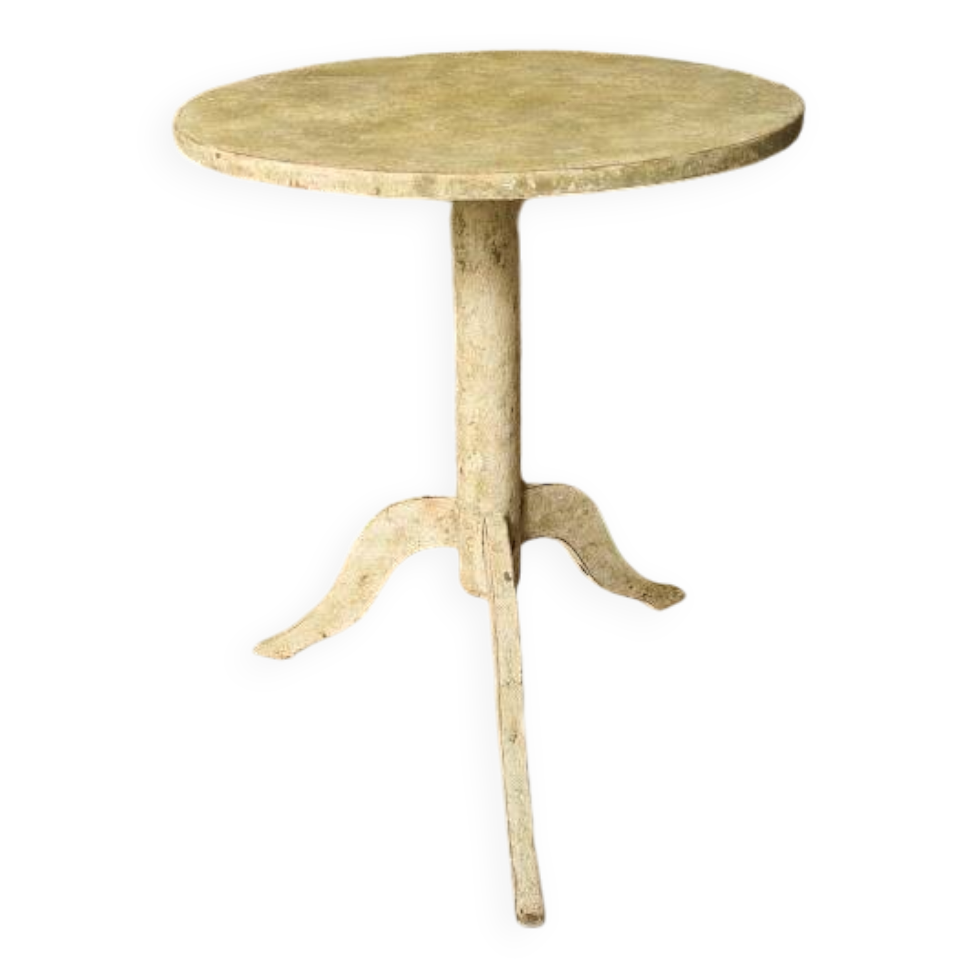 Side table, patinated pedestal table with natural pigments