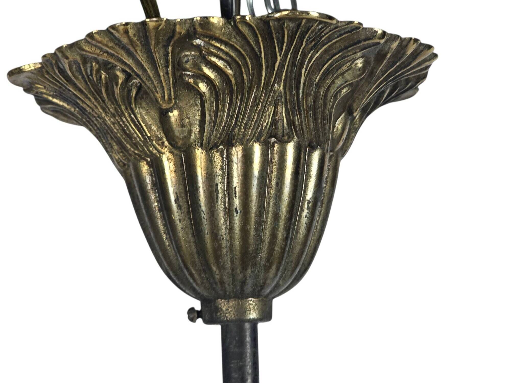 Art Deco - bowl lamp - marbled glass - pendant lamp - France - 1930s