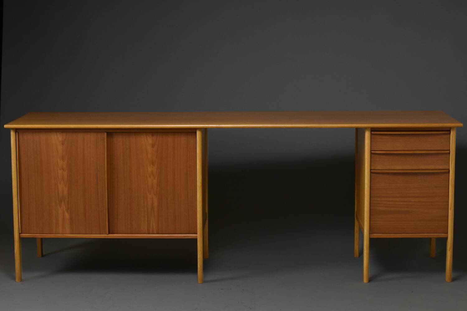 Scandinavian teak & oak desk-sideboard 1950s/60s