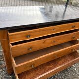 Commode en noyer et marbre noir, XIXème siècle