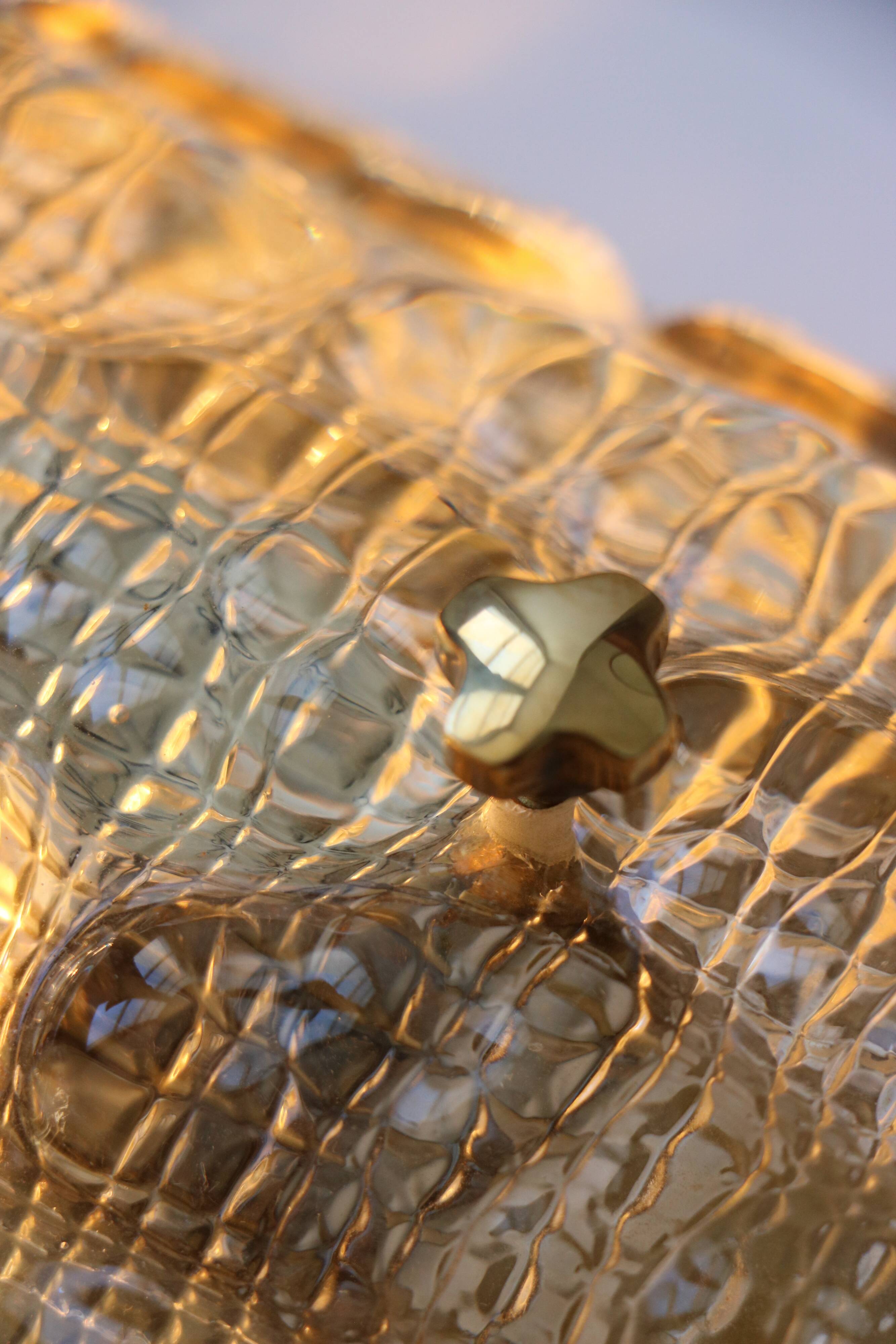 Pair of glass and brass wall lights by Carl Fagerlund for Orrefors, 1960.