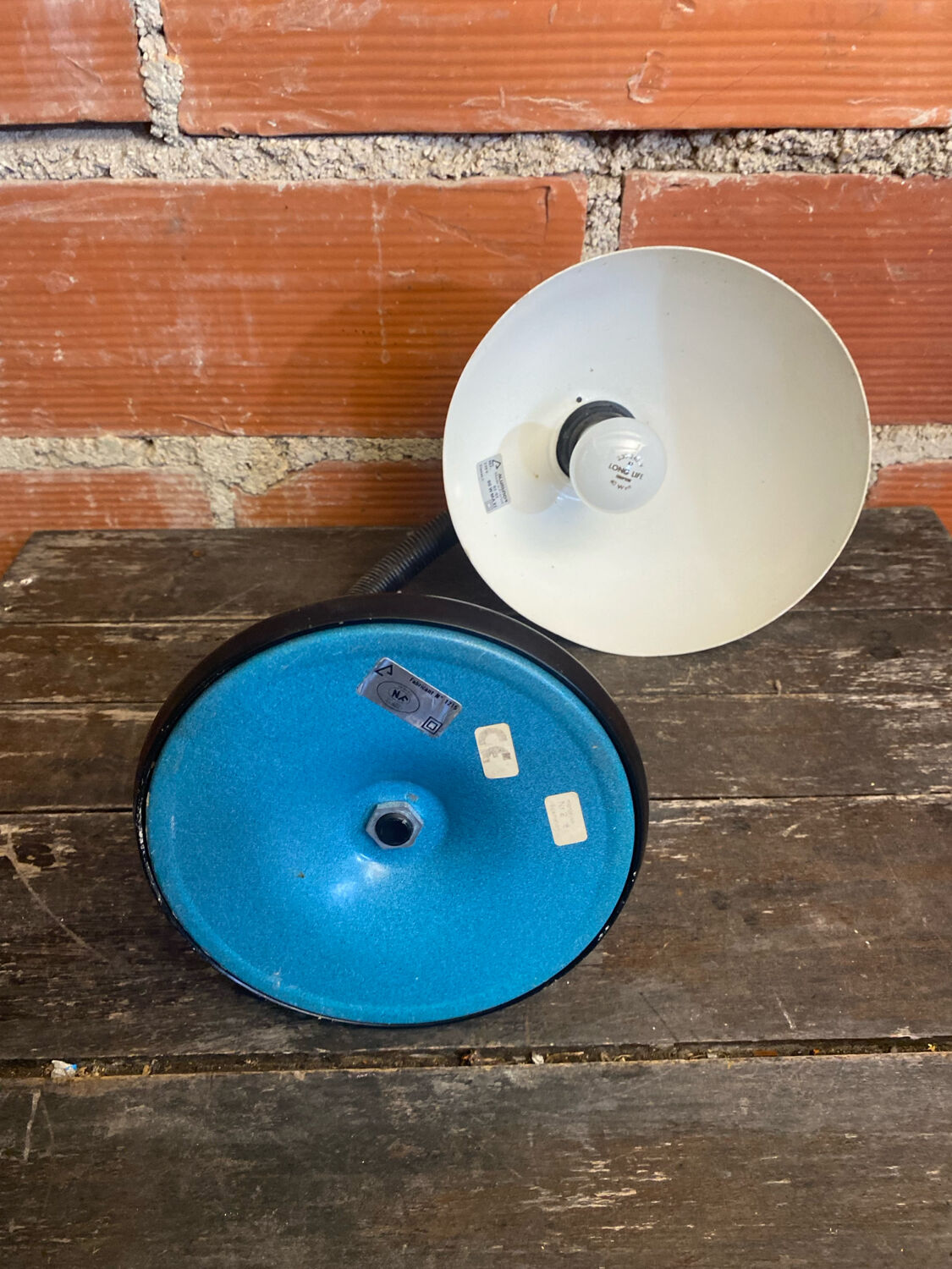 Vintage Aluminium Desk Flexo Lamp ALUMINOR White Metal + Aluminium Globe