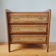Vintage 1950 wood and rattan chest of drawers