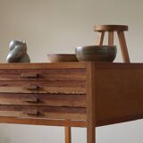 Large Danish drawing cabinet from the mid-century in pine and beech, 1960s.