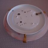 Plafonnier vintage en opaline blanche veinée de rose