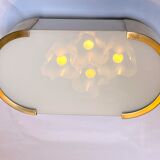 Perzel Ceiling lamp or wall lamp, signed, mid-twentieth century, opaline brass, France