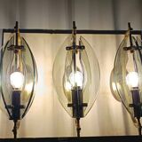 Smoked Glass and Brass Applique / Wall Light by Gino Paroldo