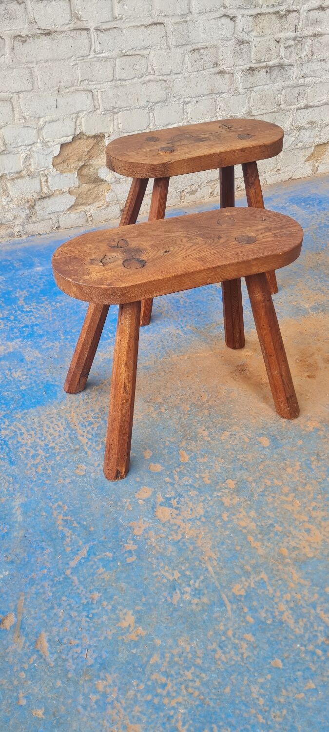 Pair of solid oak stools
