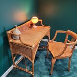 Vintage bamboo and rattan desk