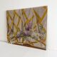 Old painting, oil on wood, lilac flowers on drapery by Sarret.