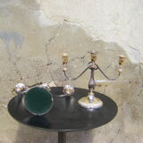 Pair of silver metal candlesticks