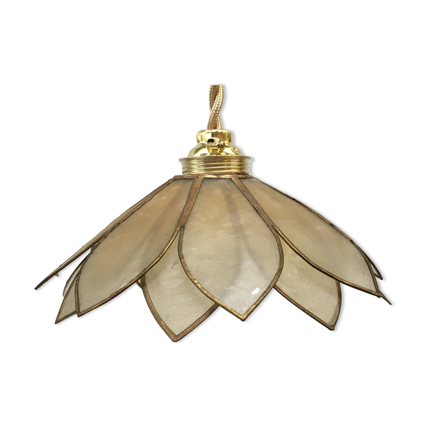 Flower walkman lamp in mother-of-pearl and brass