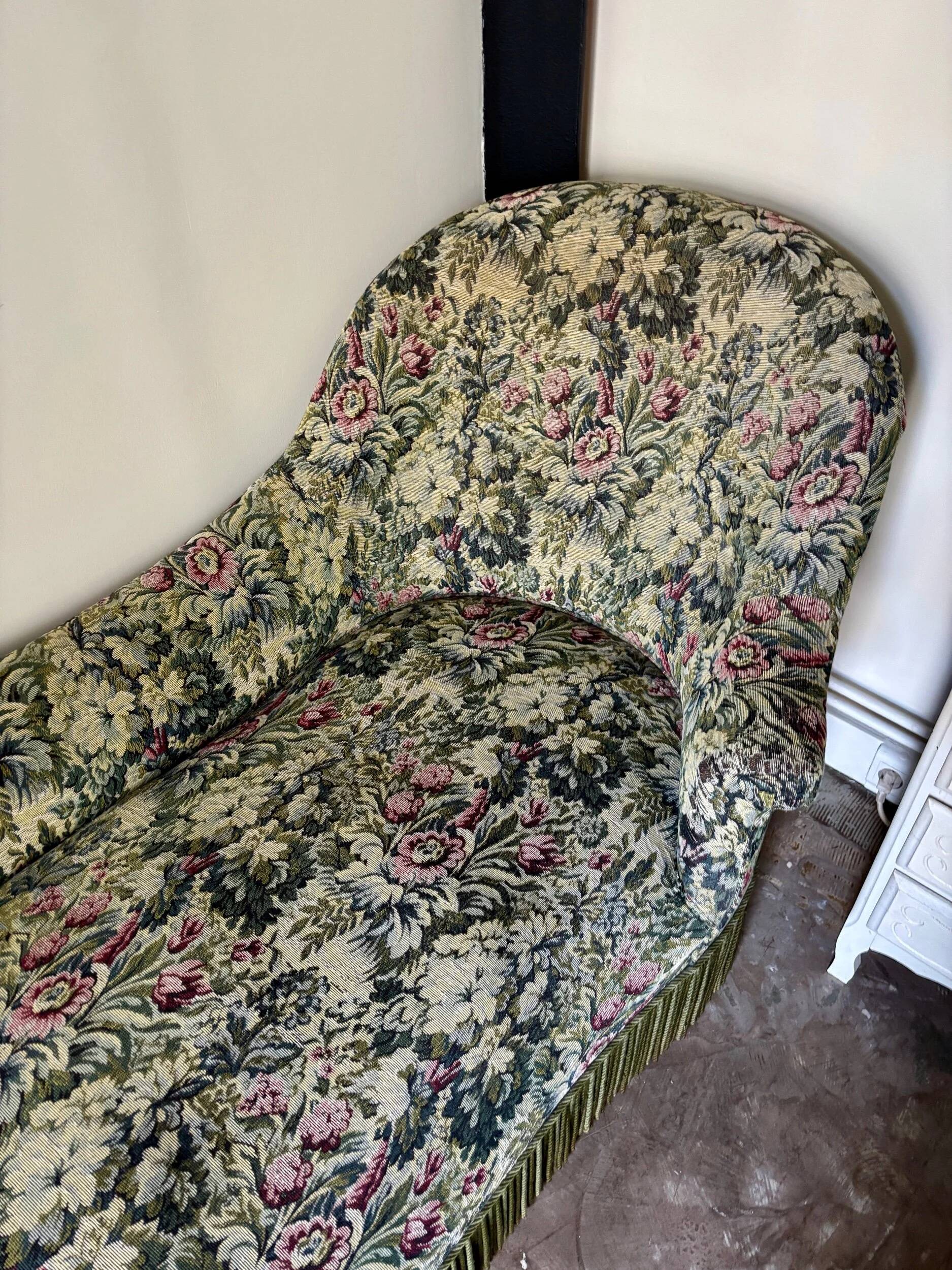 Floral cotton jacquard chaise longue