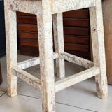 Old wooden stool with square seat