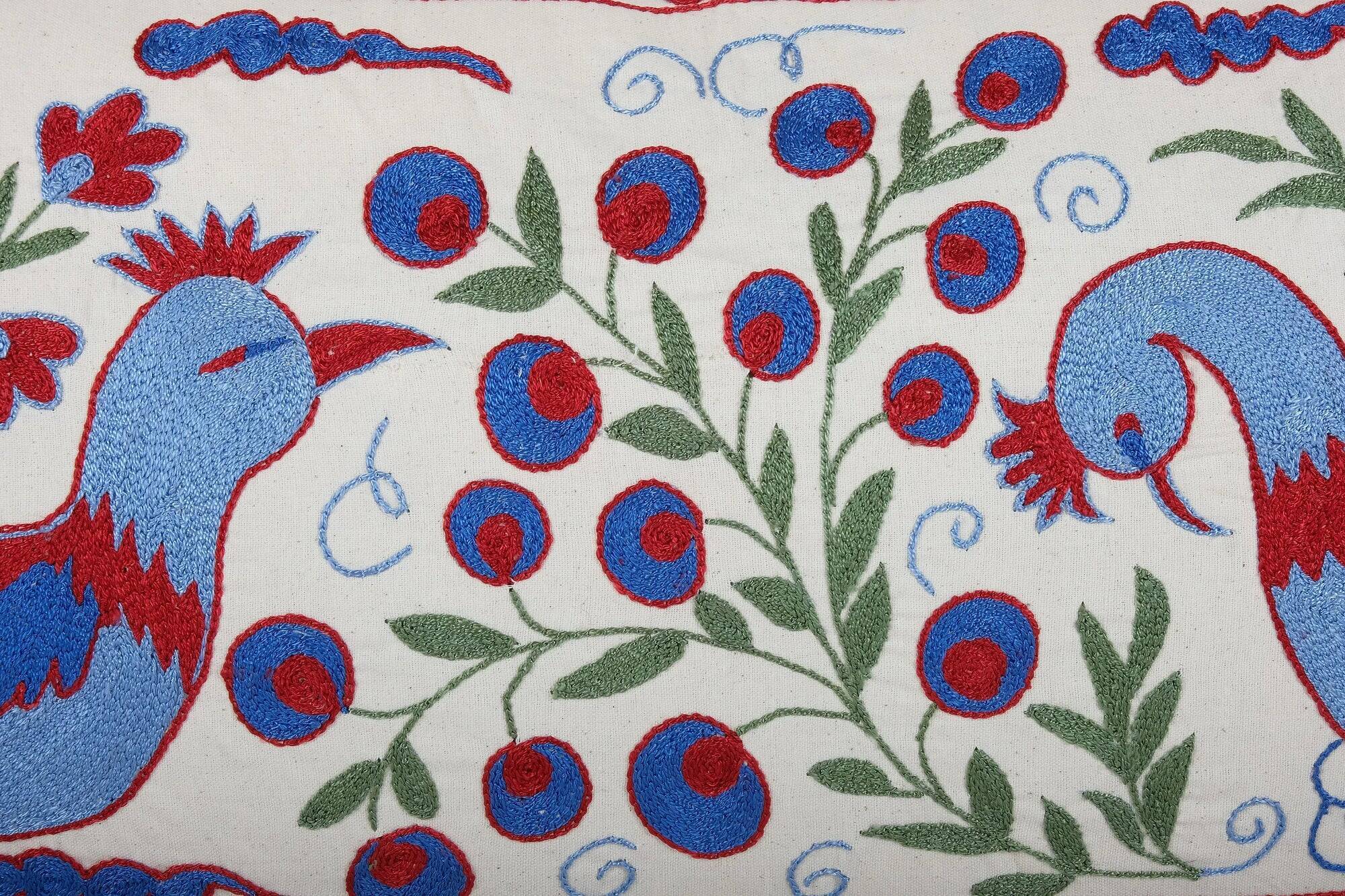 Housse de coussin brodée vintage 46x91 cm