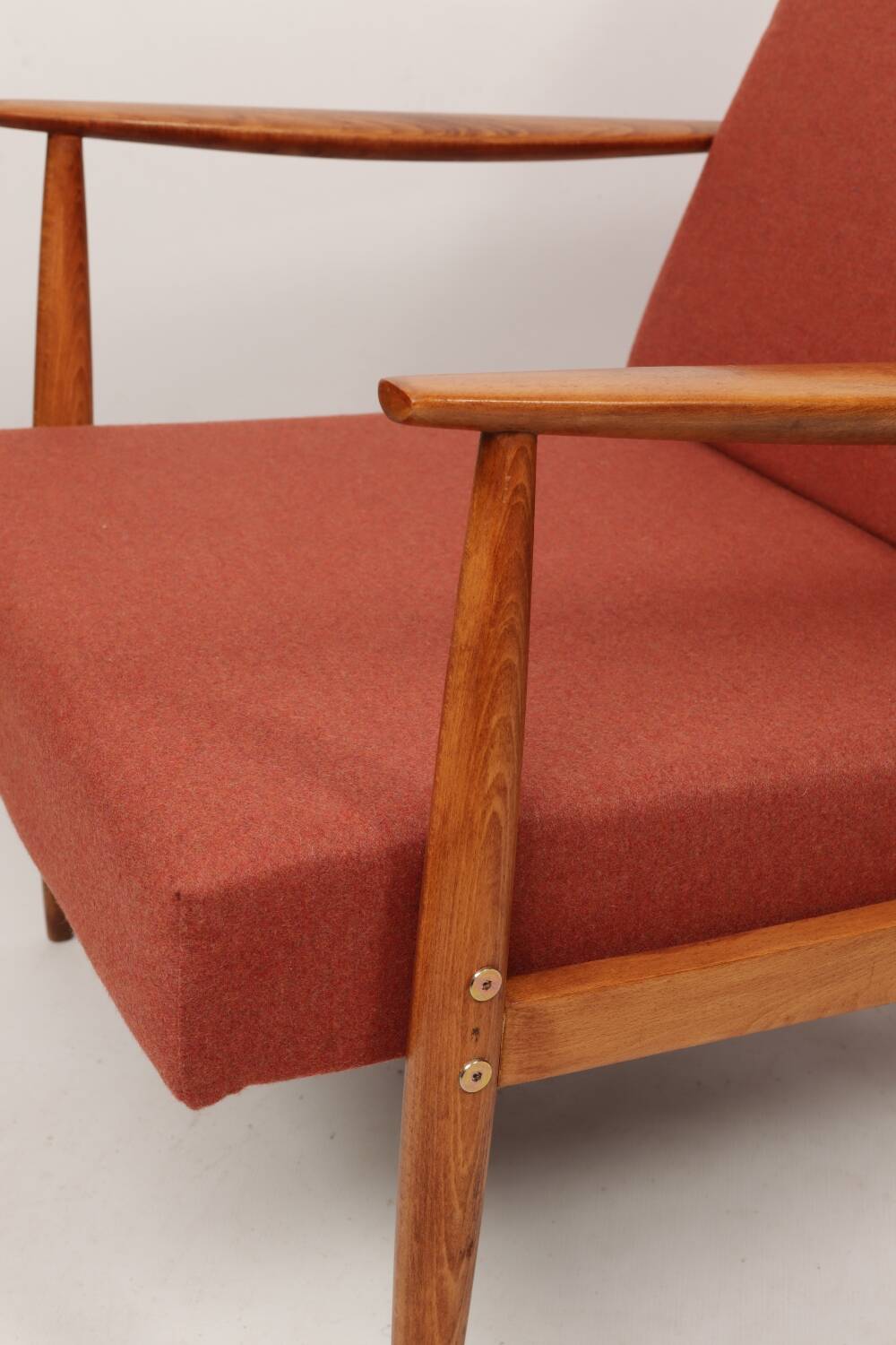 Scandinavian armchair in terracotta wool, 1970