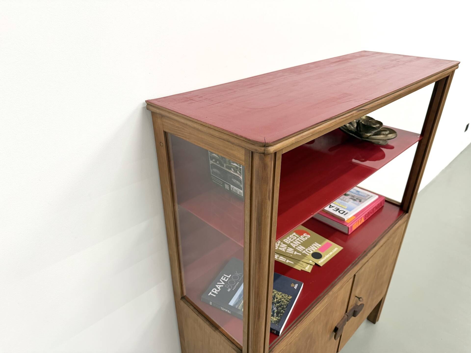 1950s Brazilian modernist library in exotic wood and lacquer.