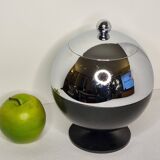 Coldy Lux ice bucket, spherical design in chrome and black metal, years.