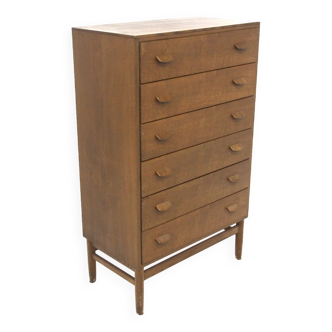 “Tallboy” chest of drawers in oak, Poul Volther, Denmark, 1960