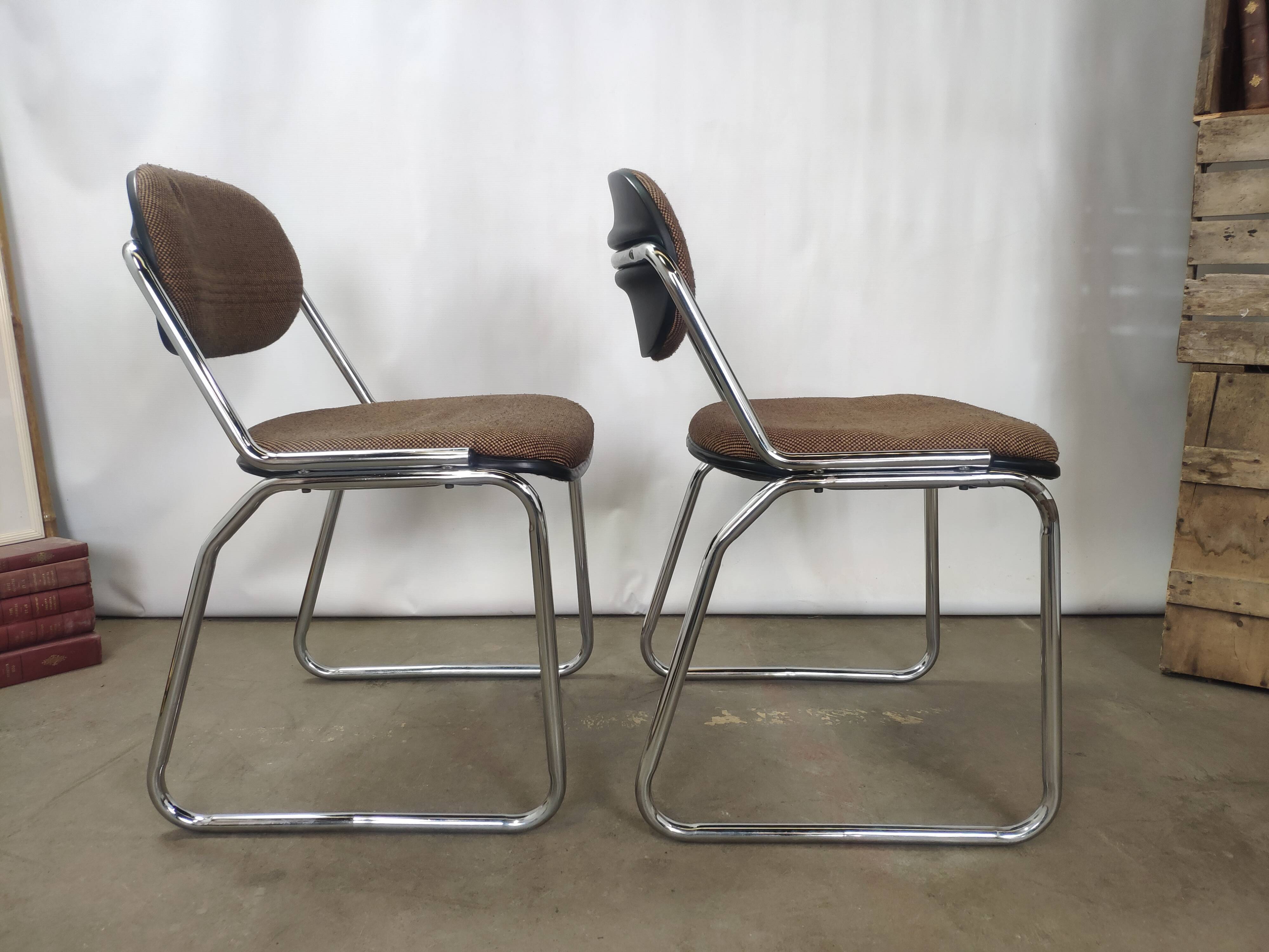 Vintage office chairs fabric and chrome