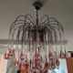 Paolo Venini: Cascade chandelier with pink Murano glass drops.