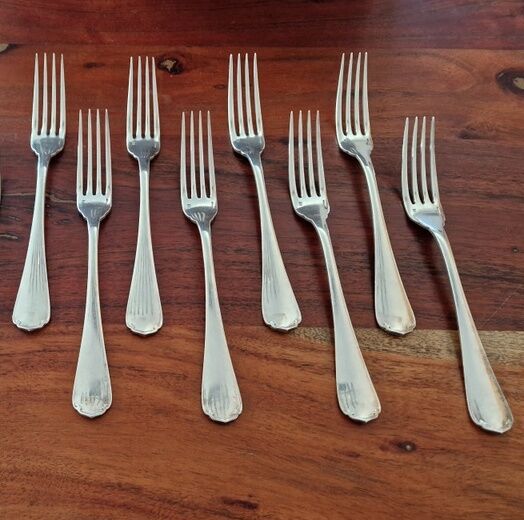 Christofle - Set of 8 table forks model Japan in silver-plated metal