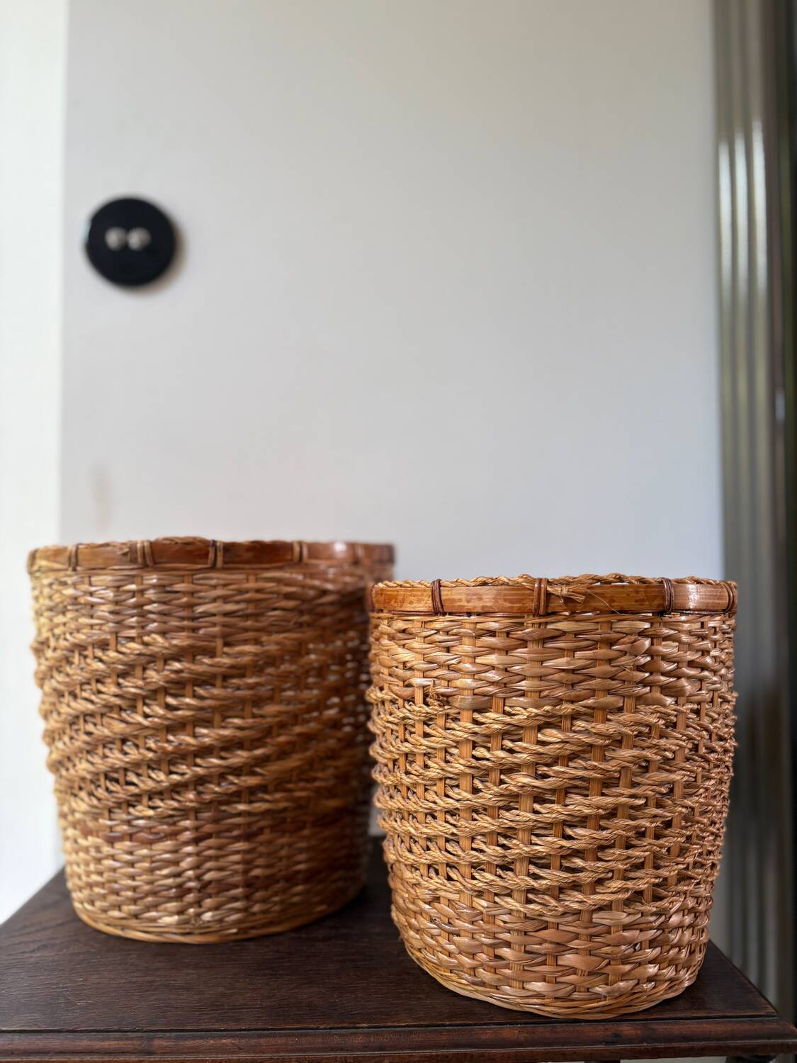 2 paniers en rotin vintage