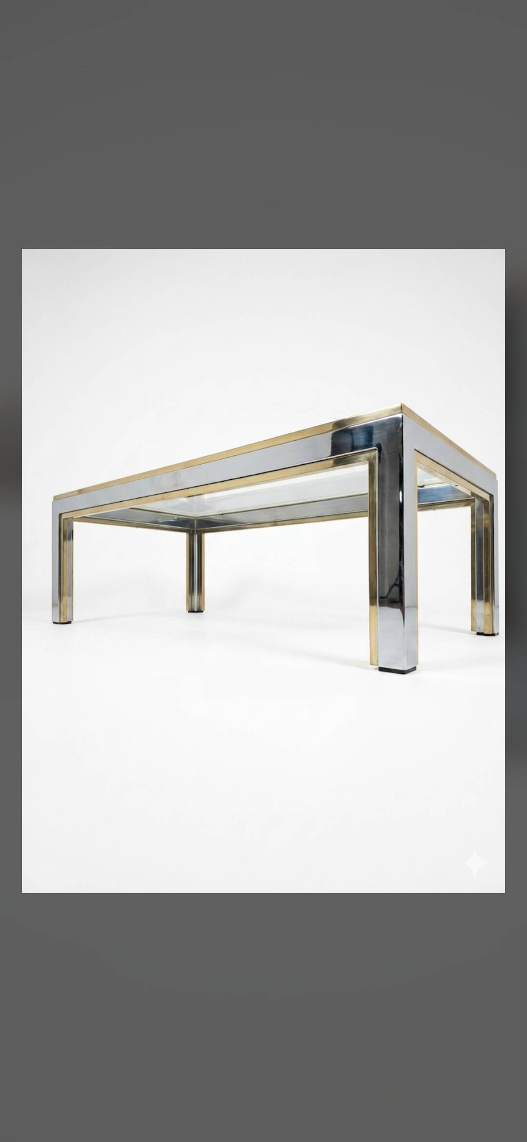 Chrome and gold metal coffee table by Romeo Rega from the 1970s.