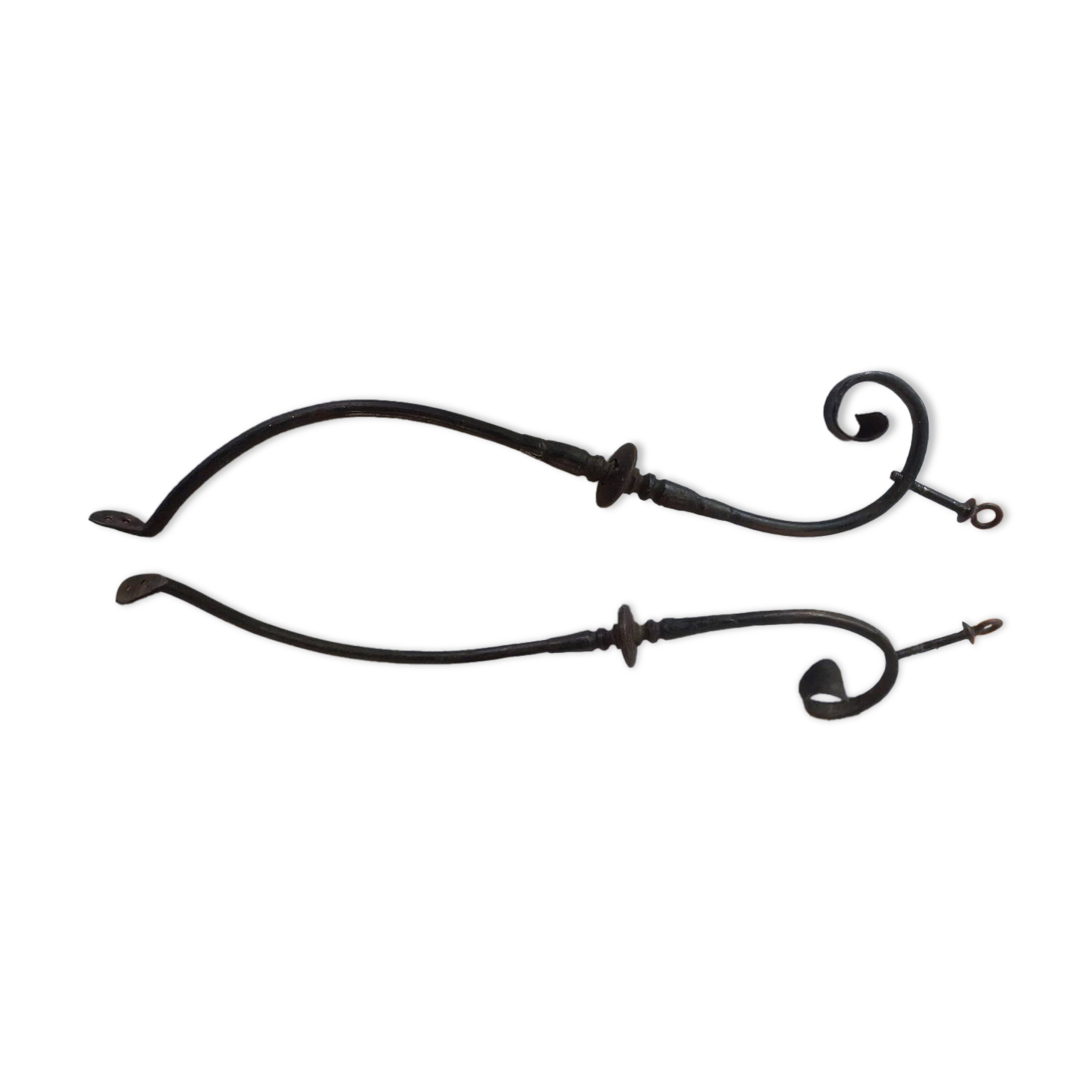 Pair of wrought iron coat hooks