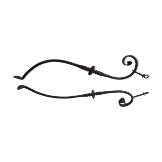 Pair of wrought iron coat hooks