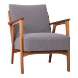 Fauteuil vintage des années 60 en teck bois et tissu design danois