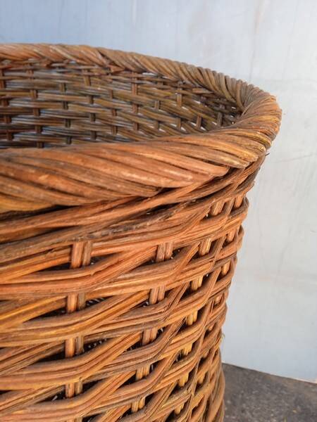 Cache pot 43 cm panier rotin vintage ep 1960