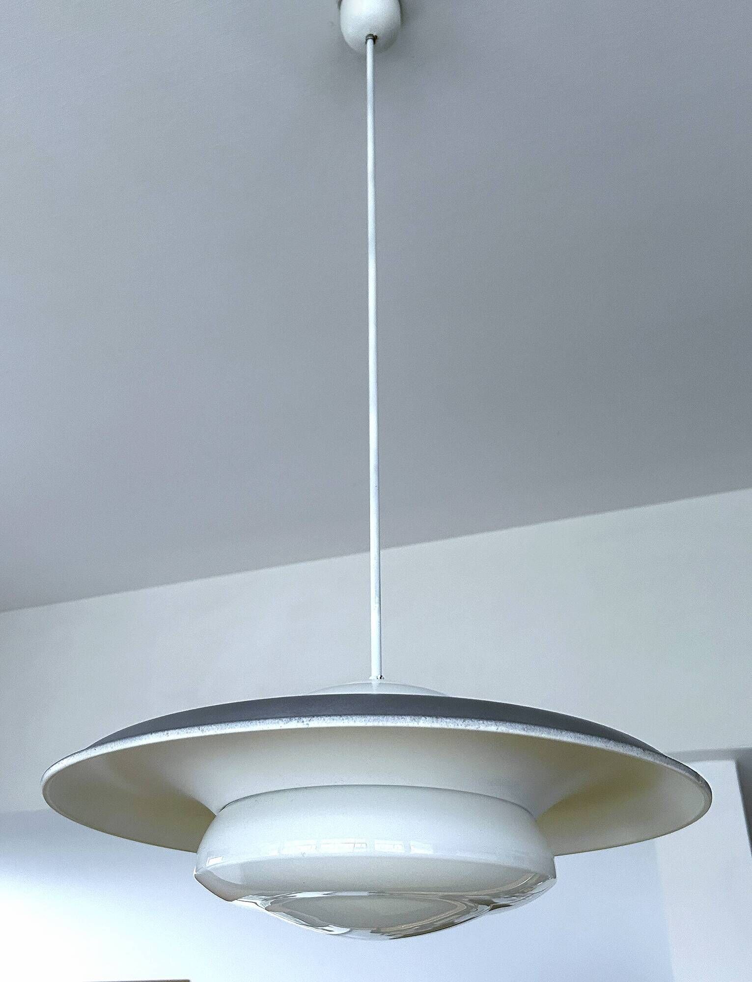 Pair of large bauhaus pendant lights from the 1930s