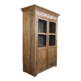 Teak cabinet, consisting of 2 glass doors and 2 drawers