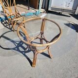 Vintage rattan and glass set - round table + 4 chairs