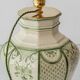 Spanish Revival Table Lamp in Green Ivory Crackle Ceramic, New Linen Shade