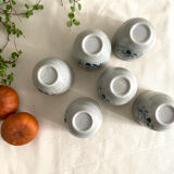 Set of 6 painted sandstone cups decorated with flowers