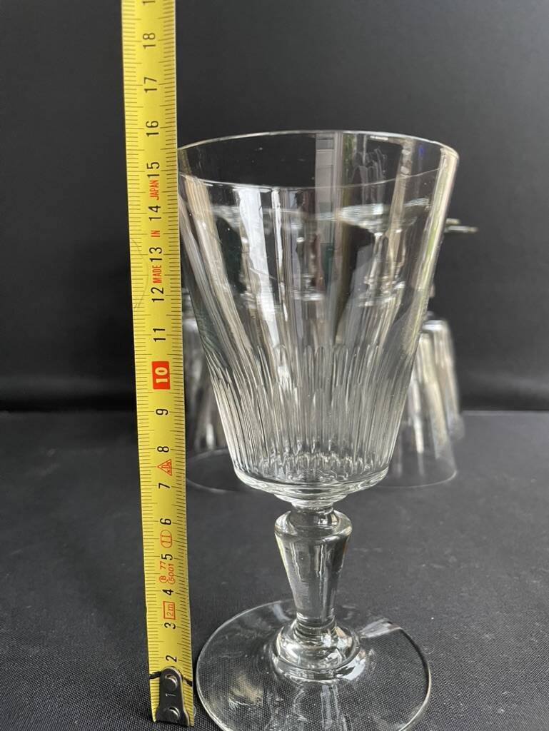 6 large blown and cut glasses from the 19th century