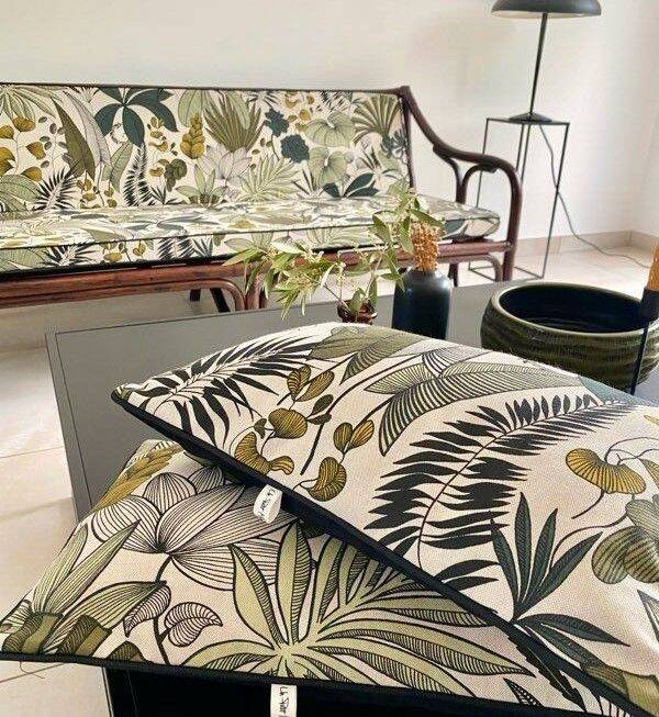 Vintage rattan bench from Maison Kok