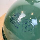 Industrial green enamel factory lamp with cast iron top, 1960s