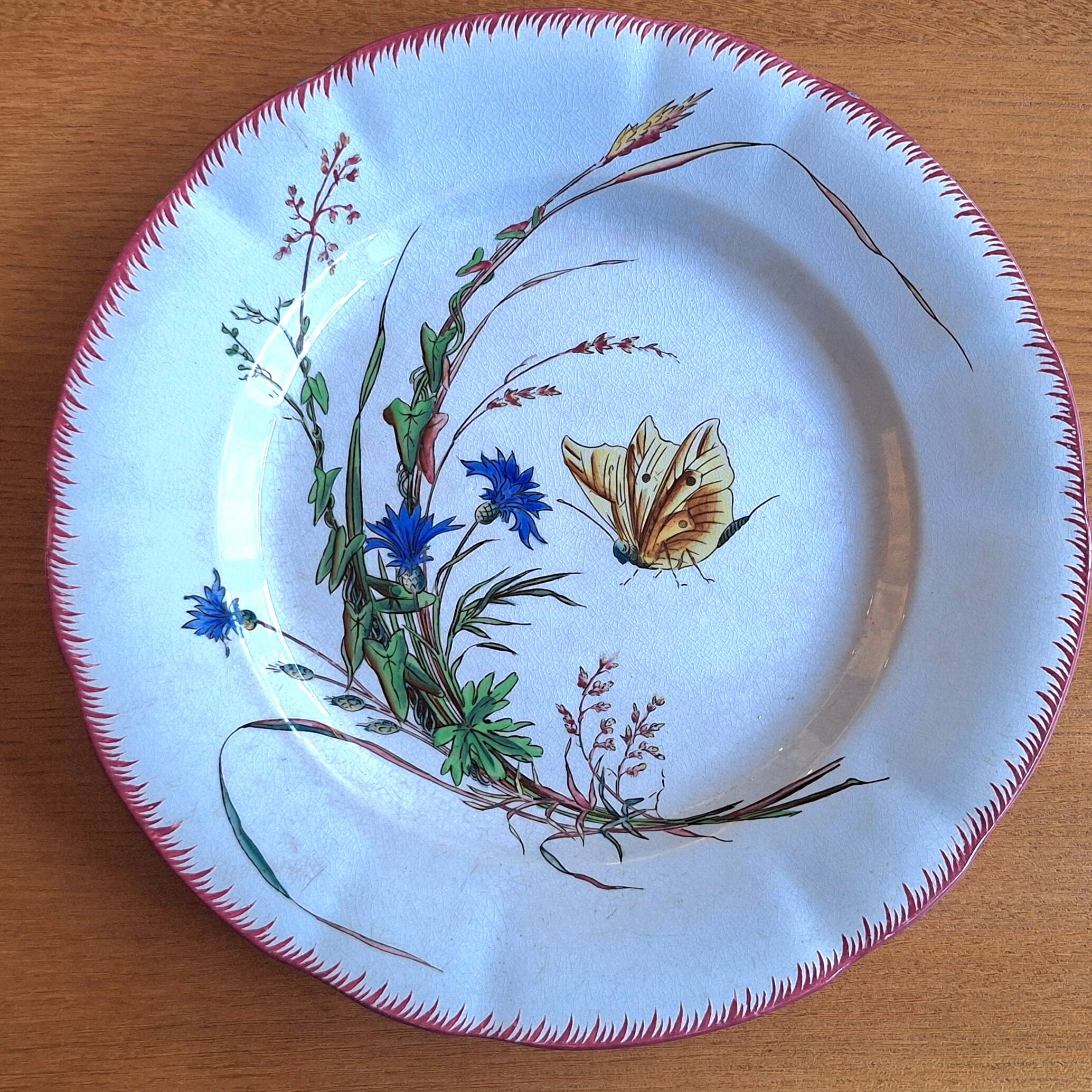 Plate Sarreguemines Butterfly decoration