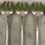 12 silver-plated oyster forks SFAM 1900 flowers